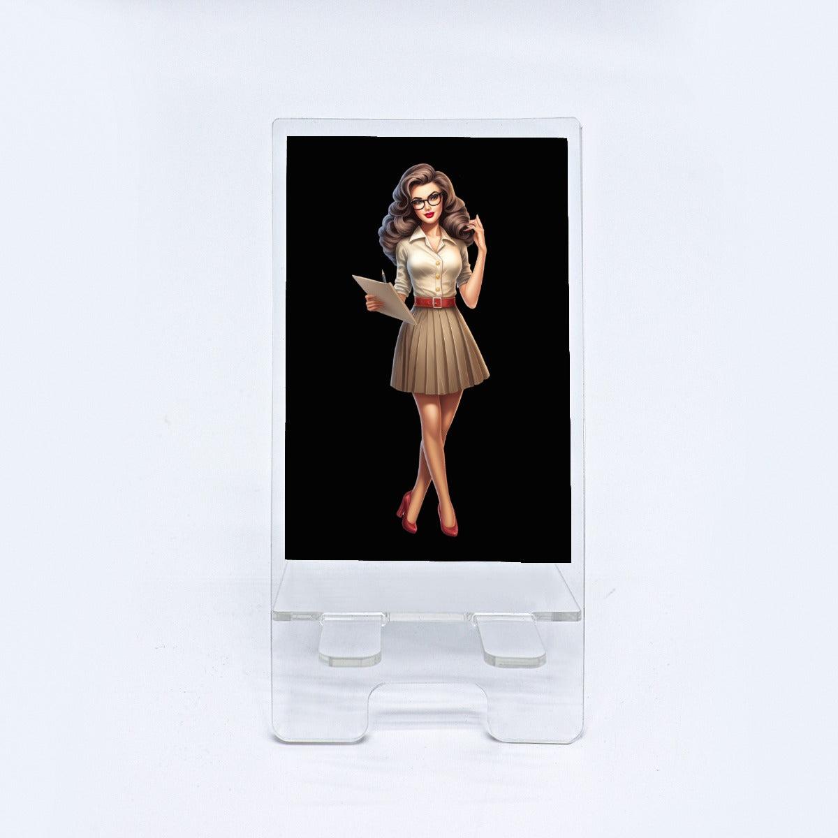 Vintage Pinup Girl - Teacher - Phone holder - Acrylic