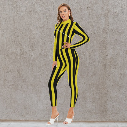 Long-sleeved High-neck Jumpsuit With Zipper