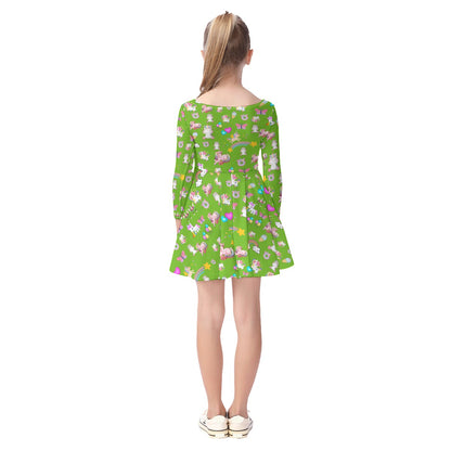 Unicorn - Kid's Long Sleeve Dress - Green