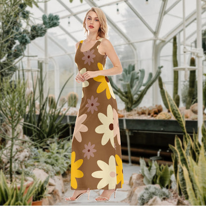 Brown Retro Vest Dress | Length To Ankle