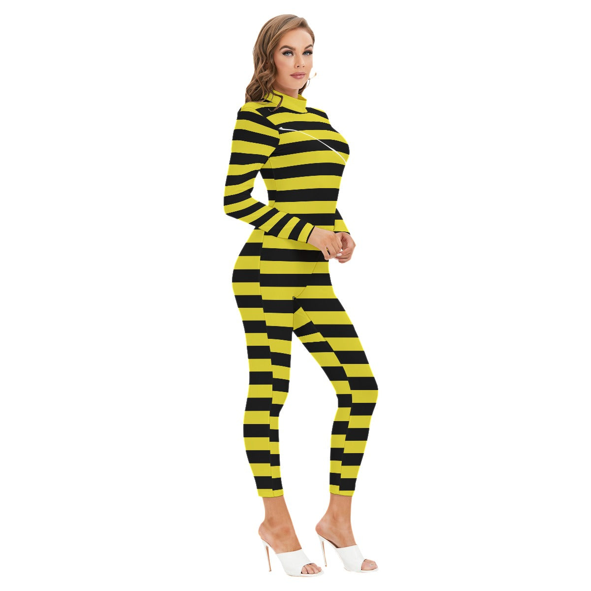 Long-sleeved High-neck Jumpsuit With Zipper