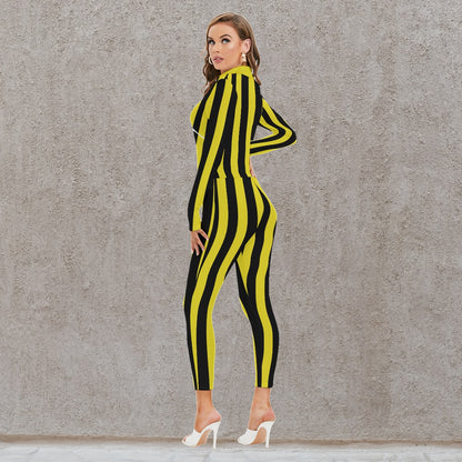 Long-sleeved High-neck Jumpsuit With Zipper