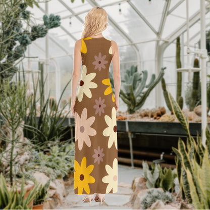 Brown Retro Vest Dress | Length To Ankle