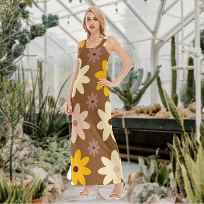 Brown Retro Vest Dress | Length To Ankle
