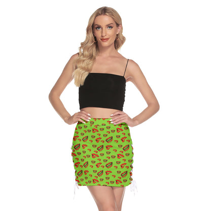 Red Lips - Mini Skirt With Side Strap Closure