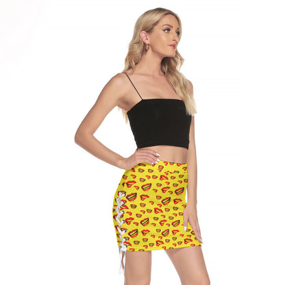 Red Lips - Mini Skirt With Side Strap Closure