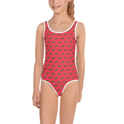 Green Snake - Kids Swimsuit Red