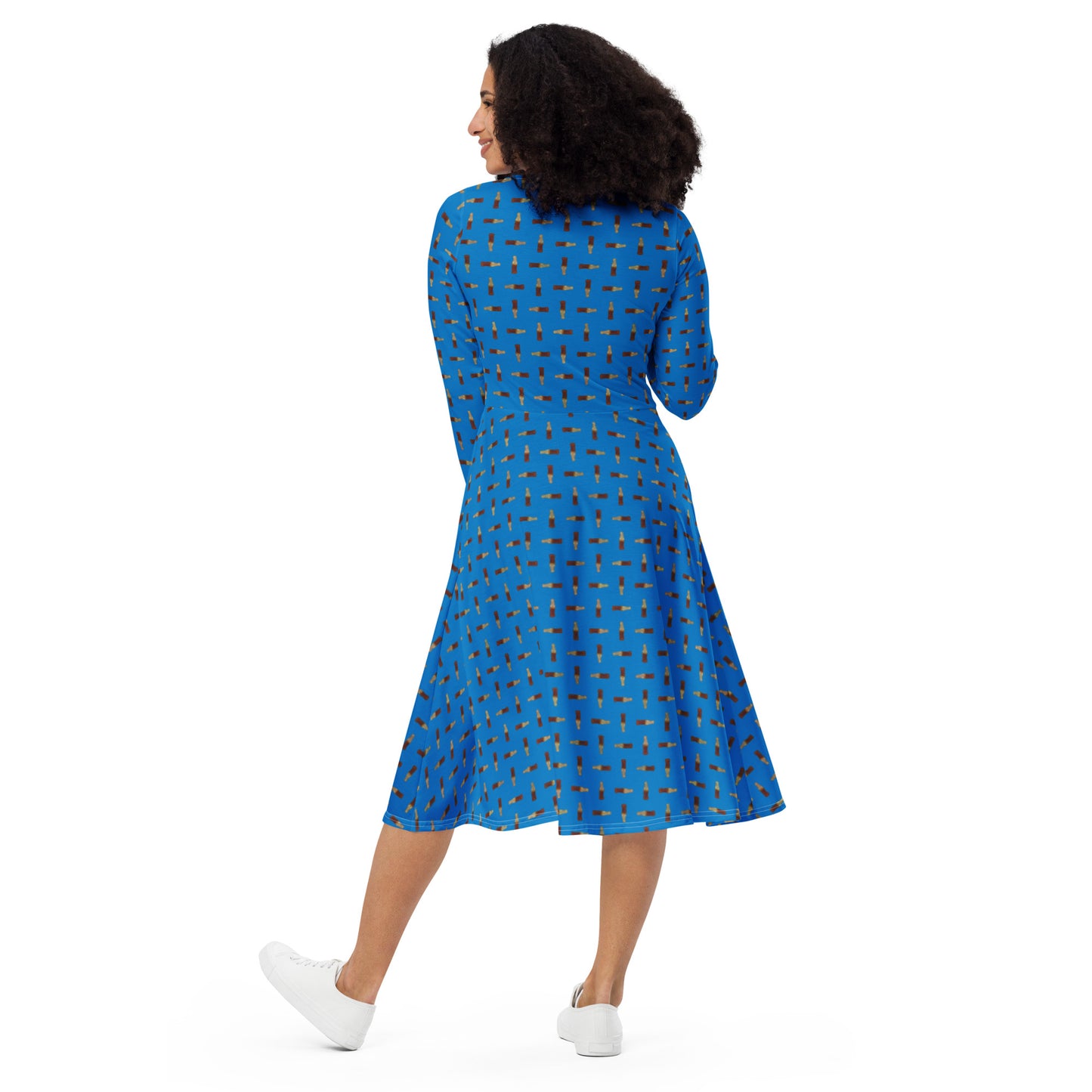 Cola - long sleeve midi dress - Blue