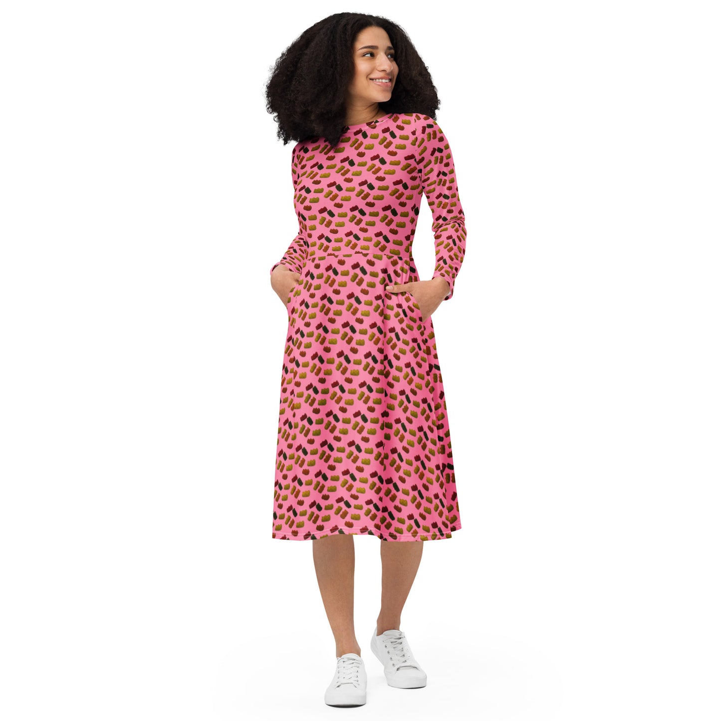 Gummy Bears long sleeve midi dress - Pink