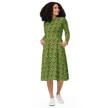 Gummy Bears long sleeve midi dress - Green