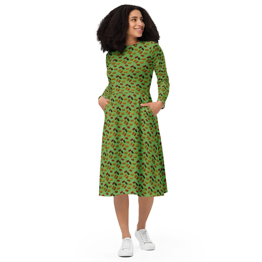 Gummy Bears long sleeve midi dress - Green