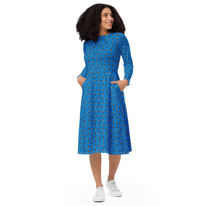 Cola - long sleeve midi dress - Blue