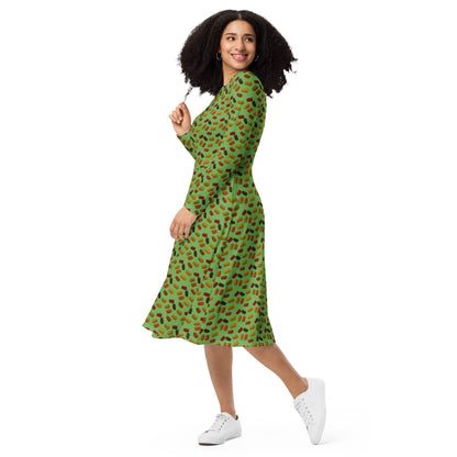 Gummy Bears long sleeve midi dress - Green