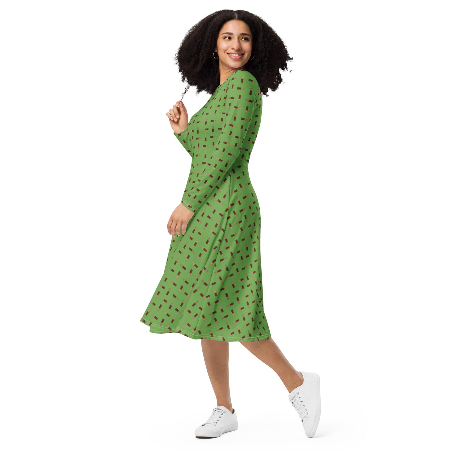 Cola - long sleeve midi dress - Green