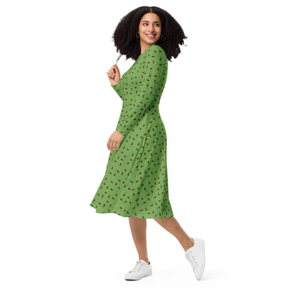 Cola - long sleeve midi dress - Green