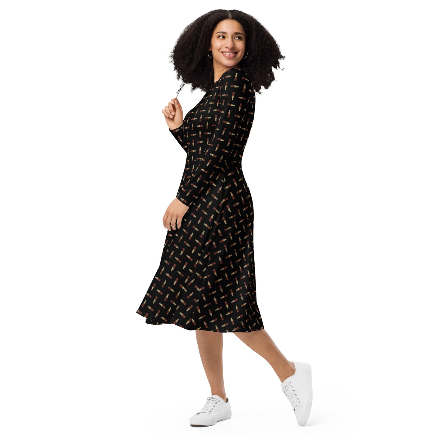 Cola - long sleeve midi dress - Black