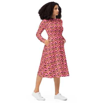 Gummy Bears long sleeve midi dress - Pink