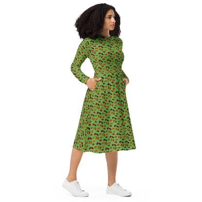 Gummy Bears long sleeve midi dress - Green