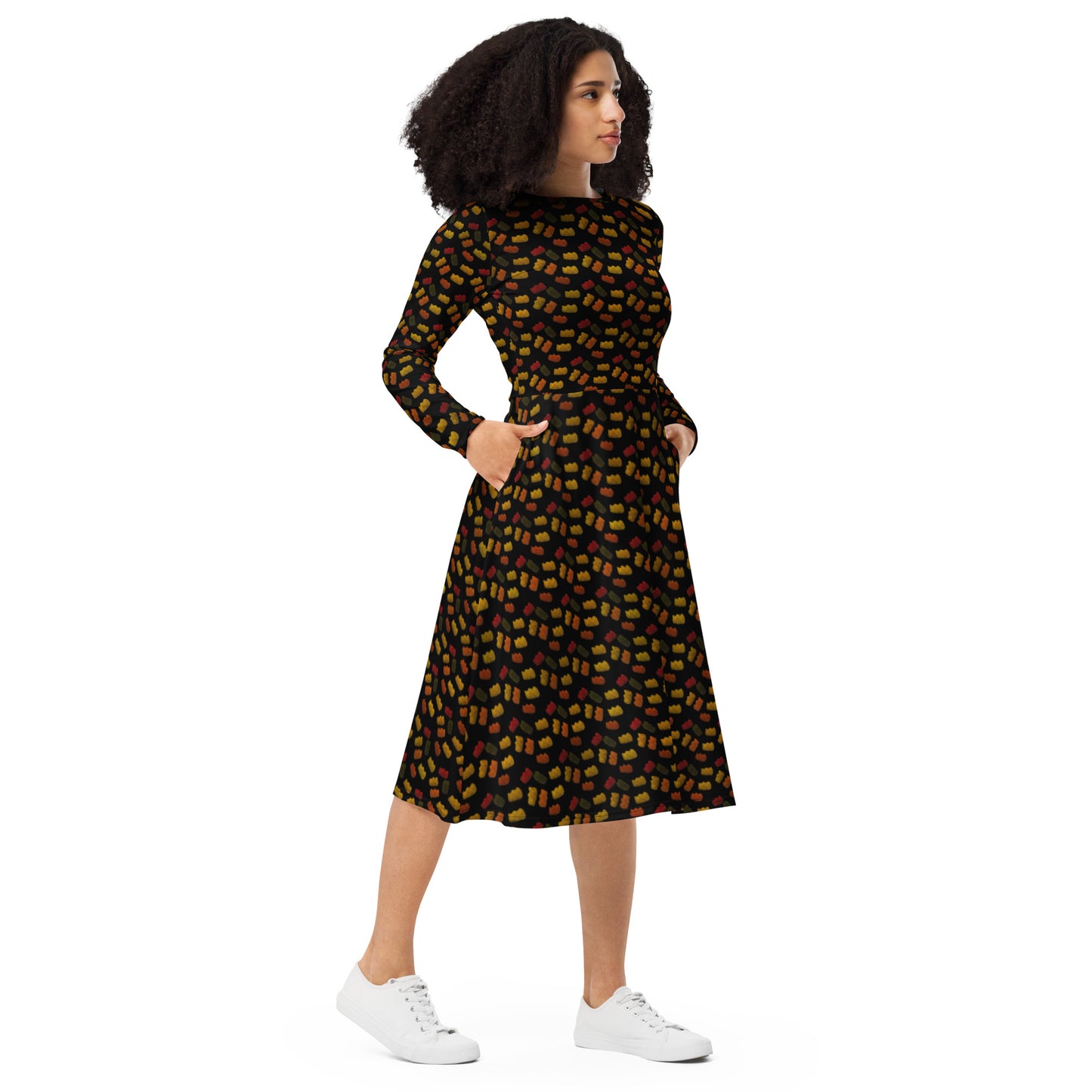 Gummy Bears long sleeve midi dress - Black