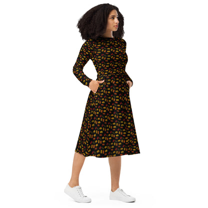 Gummy Bears long sleeve midi dress - Black