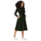Green Snake long sleeve midi dress - Black