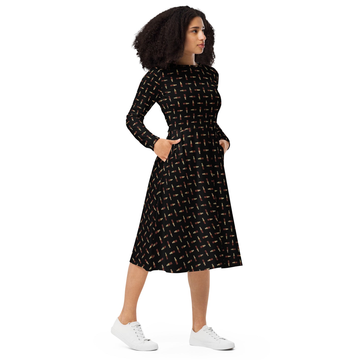 Cola - long sleeve midi dress - Black