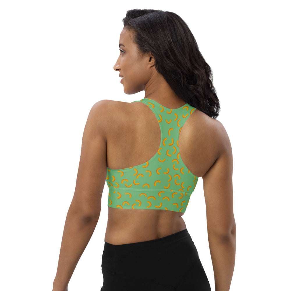 Cheezy doodels - Longline sports bra green