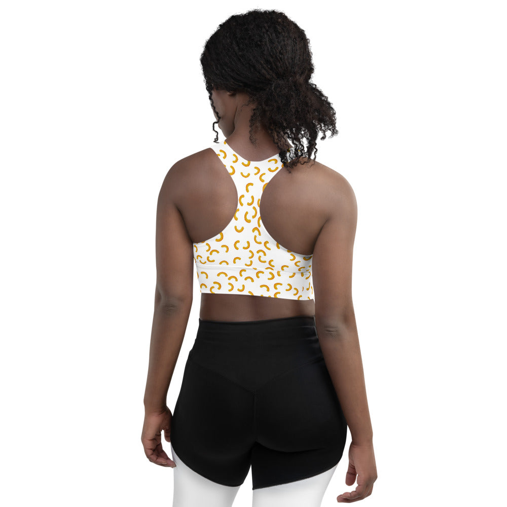 Cheezy doodels - Longline sports bra white
