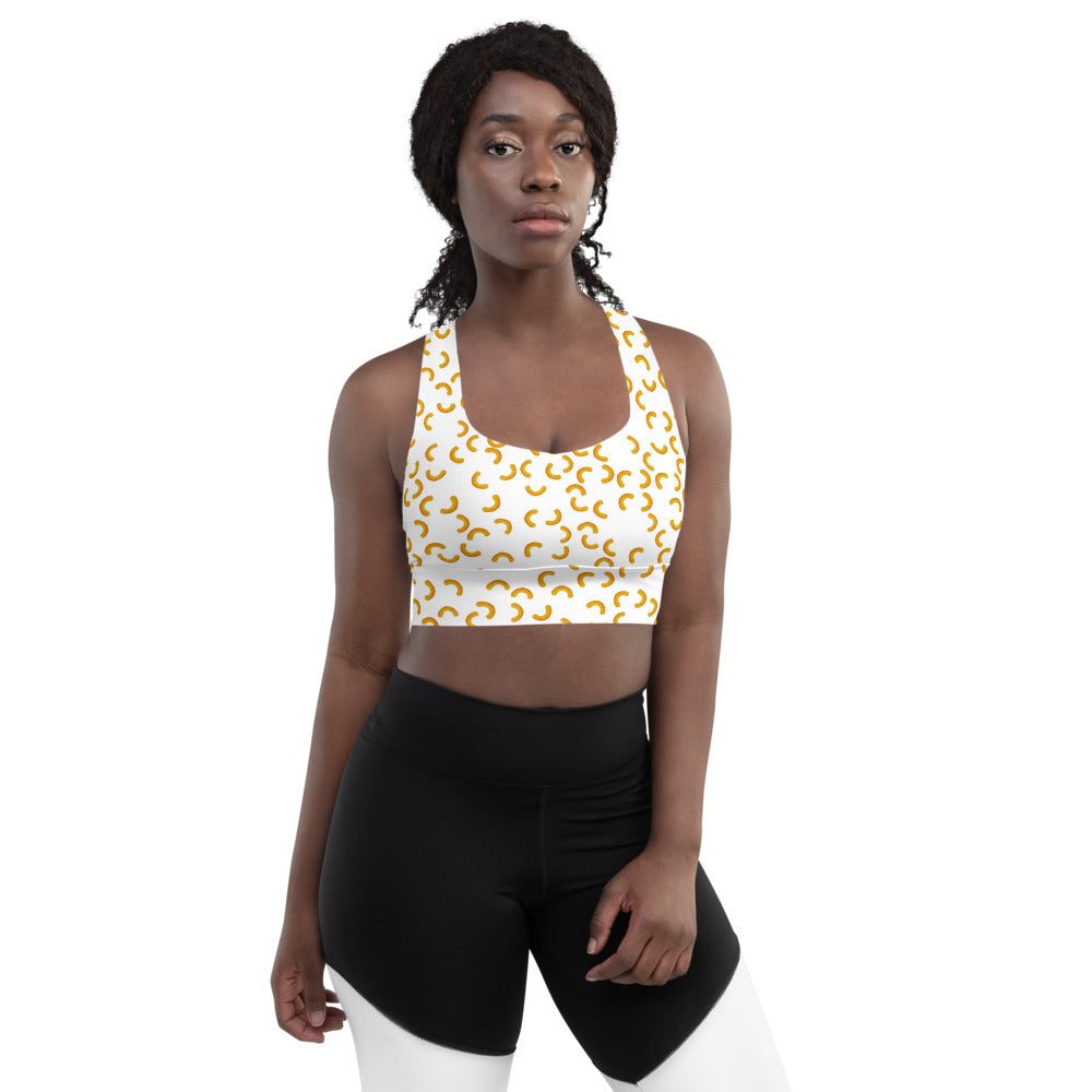 Cheezy doodels - Longline sports bra white