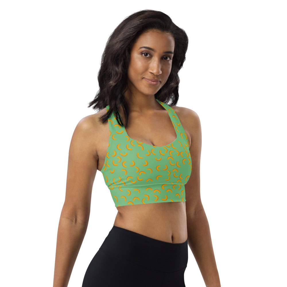 Cheezy doodels - Longline sports bra green
