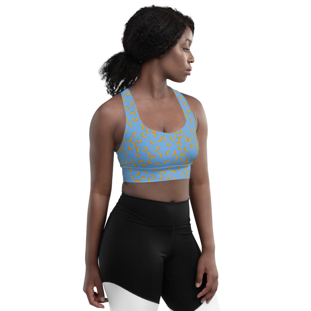 Cheezy doodels - Longline sports bra blue