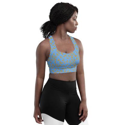 Cheezy doodels - Longline sports bra blue