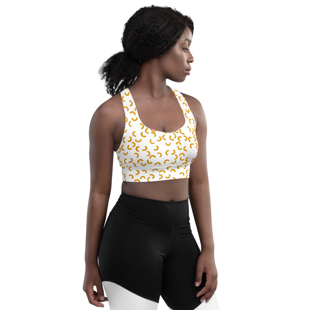 Cheezy doodels - Longline sports bra white