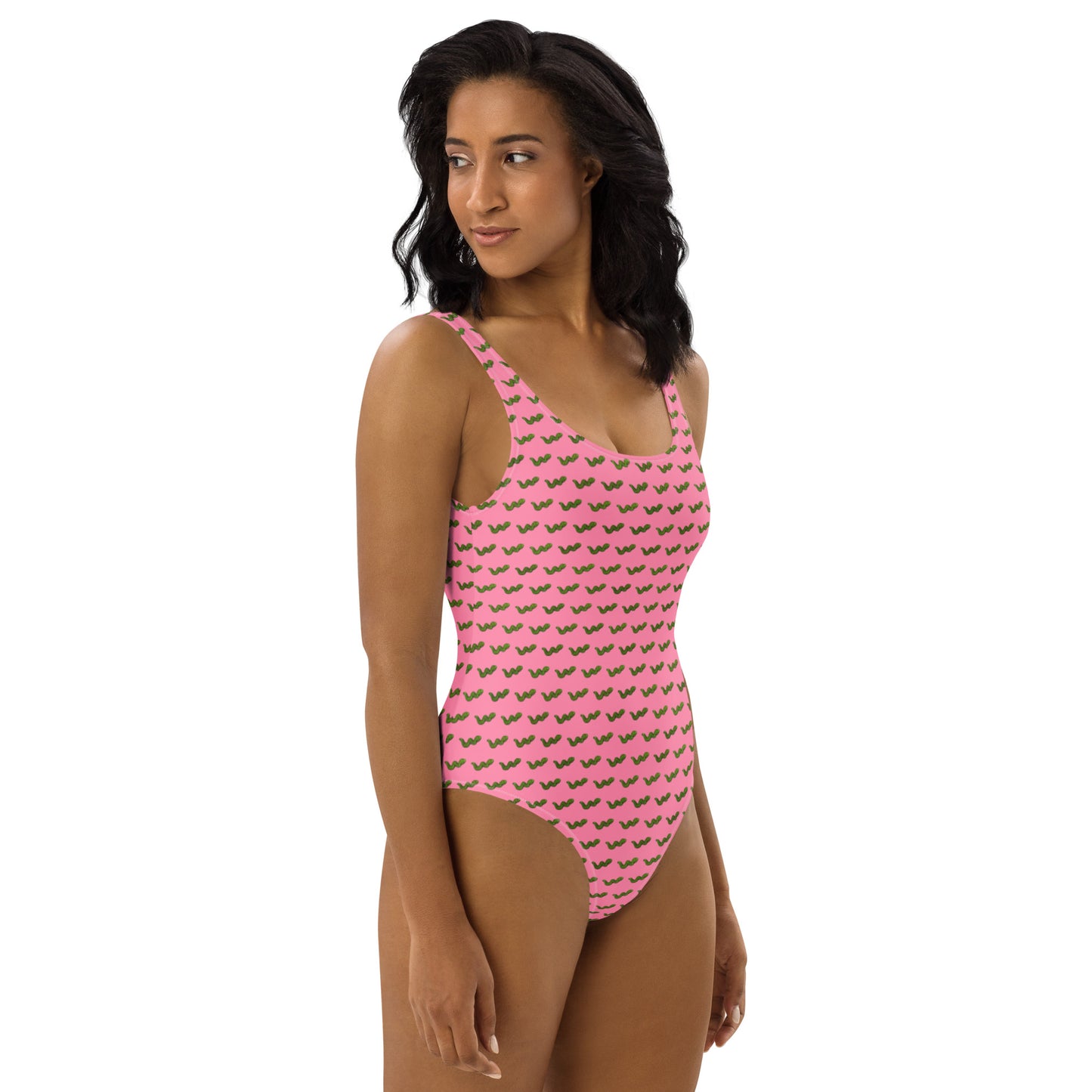 Green Snake - One-Piece Swimsuit - Pink
