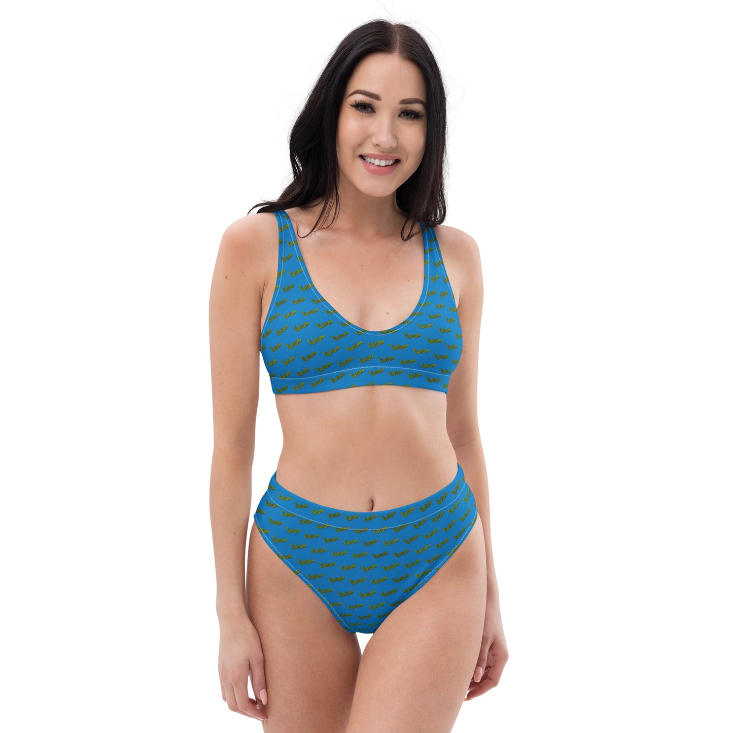 Green Snake - Recycled high-waisted bikini - Blue