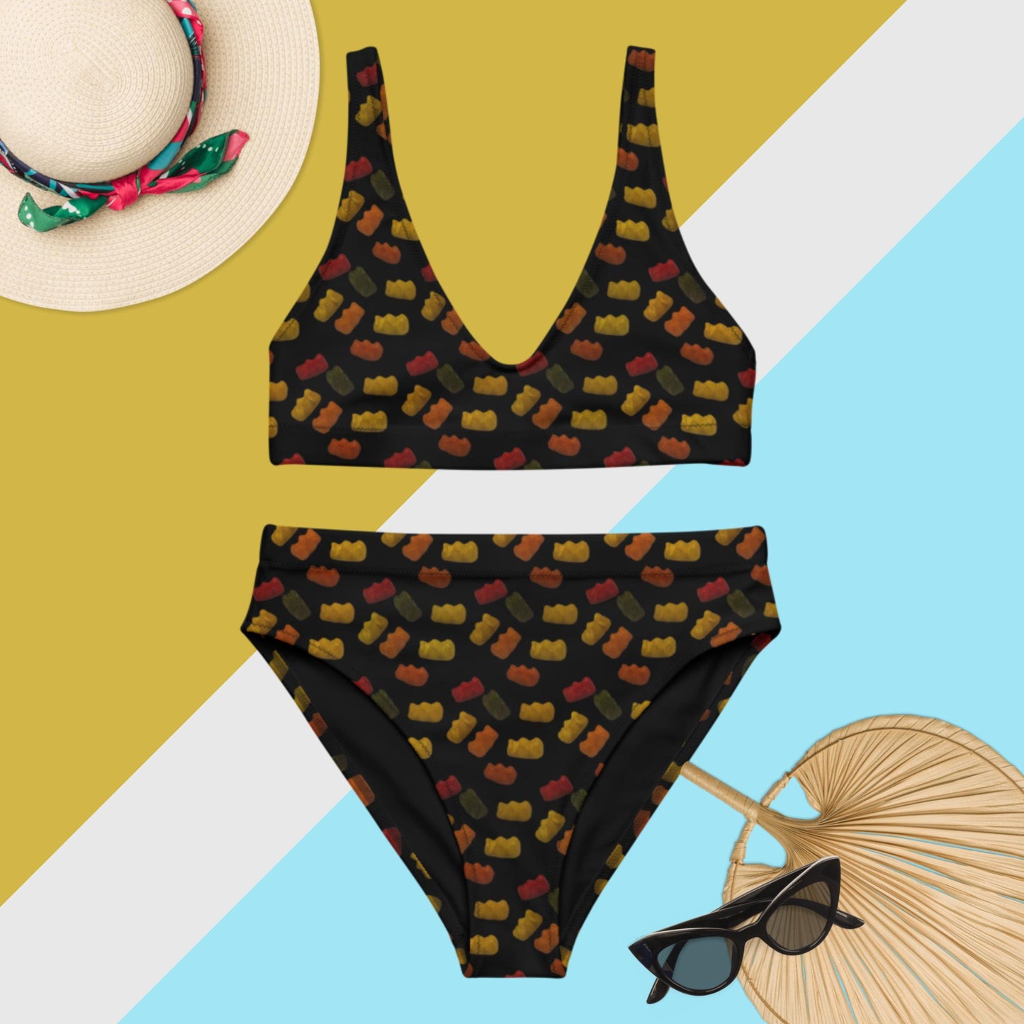 Gummy Bears - Recycled high-waisted bikini - Black
