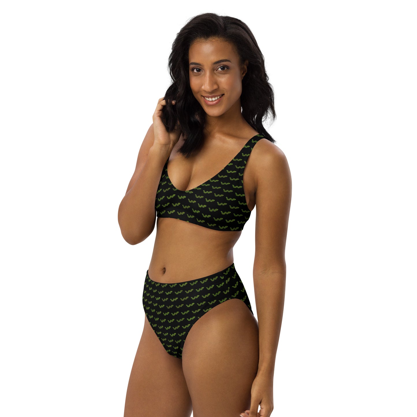 Green Snake - Recycled high-waisted bikini - Black