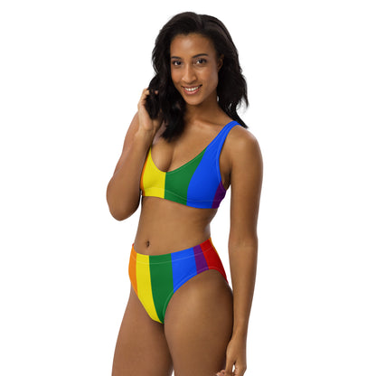 Pride - Recycled high-waisted bikini - Rainbow