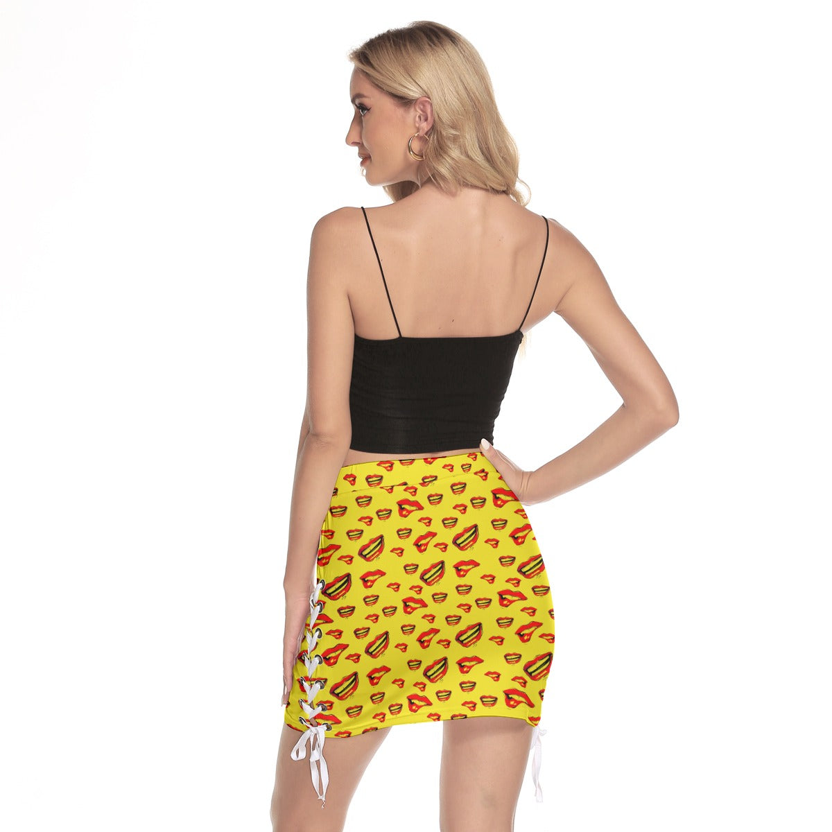Red Lips - Mini Skirt With Side Strap Closure